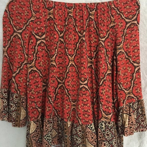 Dark orange peasant top - can be worn on or off-shoulder - Picture 5 of 5